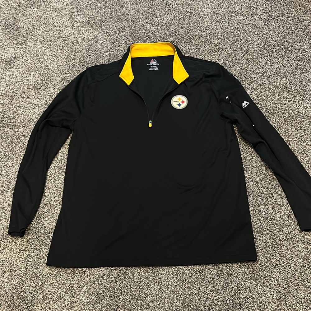 Mens Pittsburgh Steelers half zip performance long sleeve
